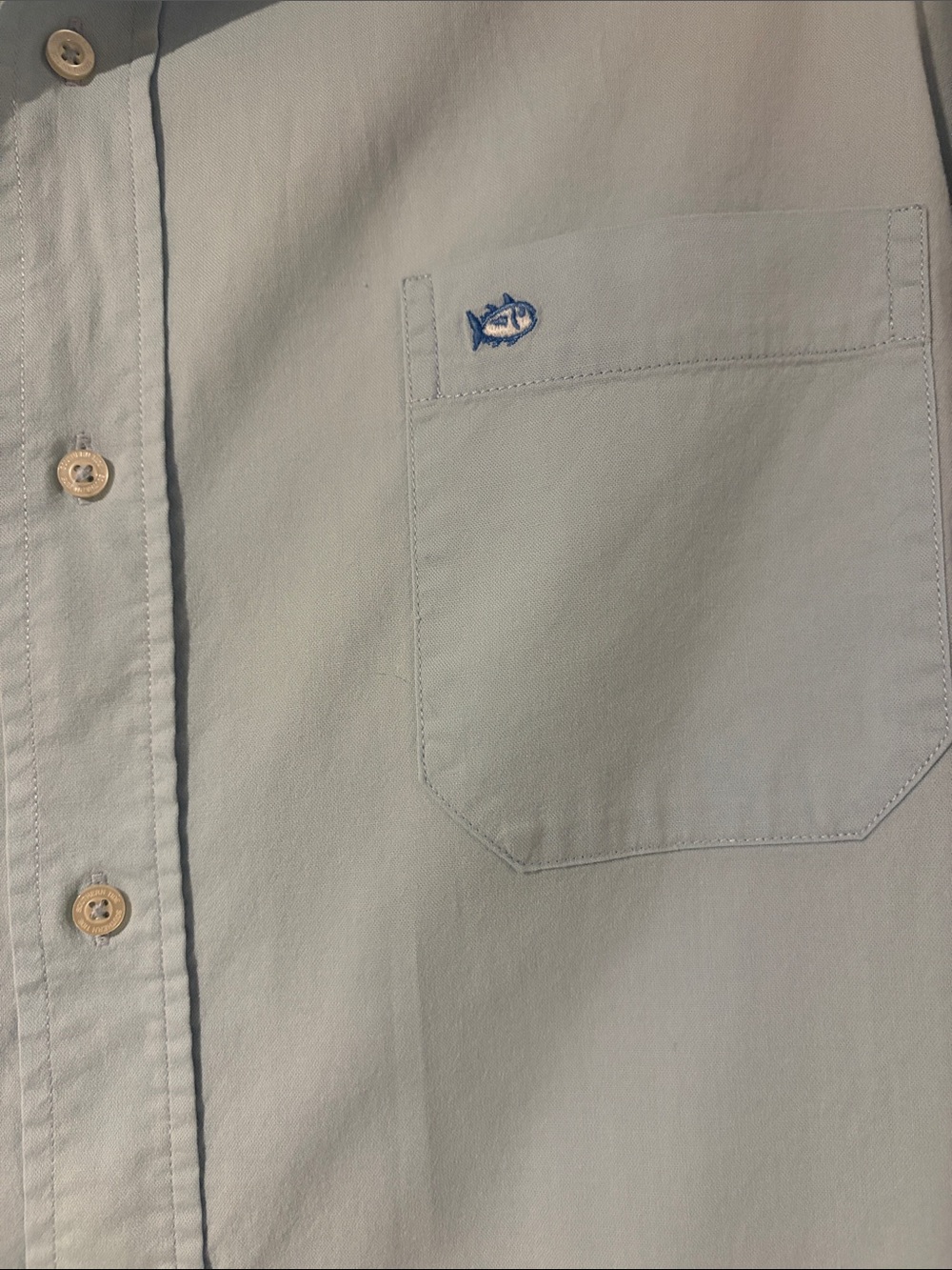 Southern Tide Men's Light Sage Button-Down Shirt with Pocket Fish Embroidery